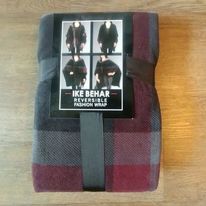 Ike Behar Jackets & Coats - Ike Behar - Black Maroon and Grey Cape/Wrap Ike Behar Jackets & Coats - Ike Behar - Black Maroon and Grey Cape/Wrap